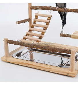 Modern Kuş Oyun Alanı Ahşap Tünek Papağan Eğitim <span class=keywords><strong>Stand</strong></span>ı Soğutma Özellikli Tırmanma Merdiveni ve Salıncak - Product Image 4