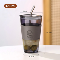 Gobelet en verre personnalisé avec logo, pour thé, jus, café, avec couvercle et paille, usage quotidien, verre de haute qualité