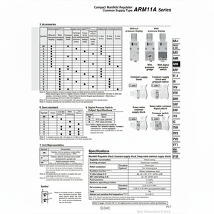 Régulateur de collecteur compact SMC ARM11AB2-210-J pièces pneumatiques - Product Image 1