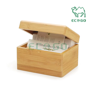 Caja de recetas de bambú Organizador de recetas de madera con divisor de tarjetas Estilo moderno - Product Image 2