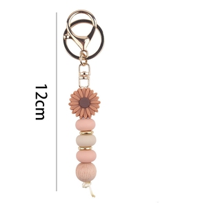 かわいいシリコンビーズキーホルダー 女性用 DIYバッグアクセサリー-車の鍵やハンドバッグのキーリング用フラワーチャーム - Product Image 6
