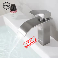 Robinet de lavabo cascade monocommande noir brossé en acier inoxydable moderne à montage sur plan en céramique pour salle de bain DICG