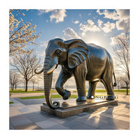 Décoration d'extérieur Happy Jumping Elephant Animal Sculpture Copper Large Brass Elephant Statue