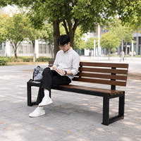 Banc de jardin extérieur résistant aux intempéries en WPC (bois-plastique) avec lattes anti-rouille pour les espaces publics, les places communautaires, les campus, les jardins et les aménagements paysagers