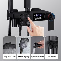 Ensemble de douche thermostatique pour salle de bain avec affichage numérique, robinets en laiton poli et céramique, douche pluie douce inspirée des touches de piano