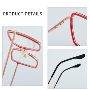 Lunettes de vue carrées 87091, monture intégrale en métal, protection contre la lumière bleue, style européen unisexe - Product Image 2