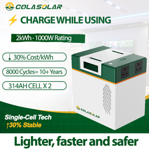 Cola Solar 2000 2kWh 8000 Cycles Solar Generator Battery 1000W Pure Sine Wave MPPT Fast Charging <b>Portable</b> Power Station - Product Image 5