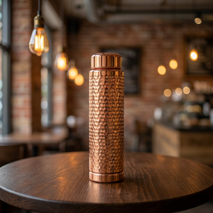 Premium 100% Pure Copper Eco-Friendly Boiling Water Safe Modern Design Water <b>Bottle</b> Carry Loop Handle Cap Seamless Sports <b>Flask</b> - Product Image 4