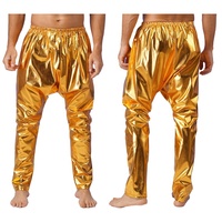 Pantalon long métallisé élégant pour hommes, sarouel léger de couleur unie pour les spectacles de danse contemporaine sur scène, les carnavals
