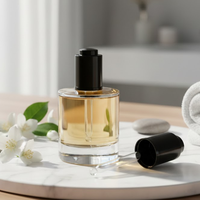 Flacon compte-gouttes en verre transparent avec bouton poussoir rotatif pour sérum