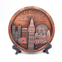 Assiettes Souvenirs de Londres en Alliage de Zinc, Artisanat Métallique 3D, Décoration de Table Personnalisée, Vente en Gros