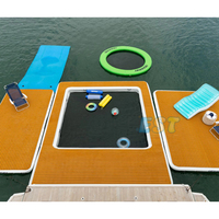 Piscine gonflable de mer d'océan de plate-forme d'eau de dock de yacht flottant commercial avec le tapis gonflable net de plate-forme