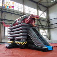 Château gonflable Winsun Combo pour enfants, avec toboggan, thème dinosaure