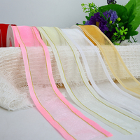 Ruban de satin rouge avec garniture métallique Tissu organza en mousseline de soie de haute qualité pour l'emballage de cadeaux de mariage