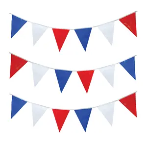 Vatansever durum flama bayrak Bunting 7m kırmızı/beyaz/mavi üçgenler x 25