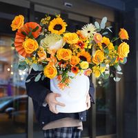 Gift Wrap Round Flower Paper Boxes Rose Hug Bucket Vase With Lid Party