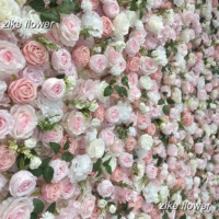 ZIKE Nouveau design 8*8 pieds Mur de fleurs en tissu décoratif artificiel Rose rose pour les mariages et les fêtes de la Saint-Valentin