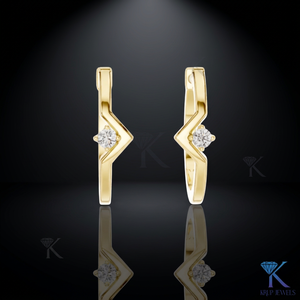 Lab Grown CVD Diamond Solitaire Chevron V Shape <b>Hoop</b> <b>Earrings</b> Snap Back 14K <b>Solid</b> Gold Fine Women Wedding Party Jewelry - Product Image 2