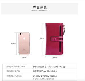 Cartera Larga para Mujer, de Cuero Vacuno Genuino, Bolsos de Mano Elegantes, Multifuncionales, Casuales, de Gran Capacidad - Product Image 2