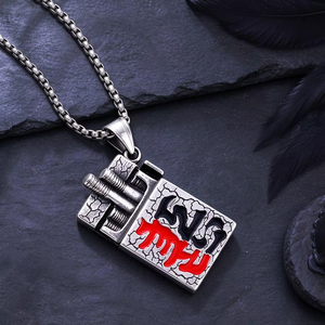 Pendentif vintage en acier inoxydable 316L, motif paquet de cigarettes Bon et Mauvais, style streetwear, totem gothique pour homme, bijoux en gros OEM ODM - Product Image 1
