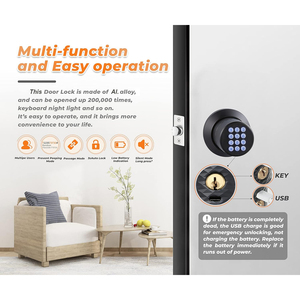Đen Keyless nhập Bàn phím <span class=keywords><strong>Door</strong></span> Knob khóa chống trượt xử lý không thấm nước điện tử cho gỗ thép/Brass cửa thẻ nhớ dữ liệu - Product Image 2