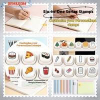 Set di 6 Timbri in Plastica Autoinchiostranti a Forma di Cartone Animato, Inchiostro Lavabile, Modello Personalizzabile, Giocattolo per Bambini, Fai-da-Te, Scrapbooking, Cancelleria