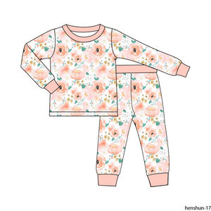 ウェイウェイカスタム卸売バレンタインデー子供服セット女の子用竹繊維長袖ズボンパジャマ2点セット - Product Image 2