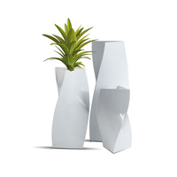 80/100/120cm grand vase de sol décoratif prix usine vase de sol en fibre de verre pour fleurs blanc géométrique sol grand vase