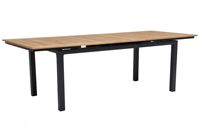 Table de salle à manger extensible de luxe AJUNION pour l'extérieur, structure en aluminium, plateau en bois de teck, 180 cm à 240 cm