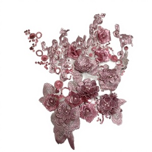 Fancy Eco-Friendly Luxury Vintage 3D <strong>Sequined</strong> Floral Beads Mesh Lace <strong>Applique</strong> Handcut Fabric for Stage Dresses LT2574A - Product Image 4