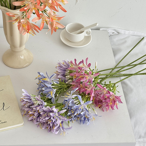 Nueva Llegada, Delicadas Flores Artificiales de Agapanthus <span class=keywords><strong>Africanus</strong></span>, Lirio Africano de Seda, Flores Realistas Hechas a Mano para Decoración de Bodas - Product Image 6