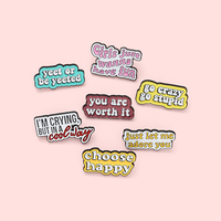 7 Styles Amusant Citations Épingles En Émail Personnalisé Choisir Heureux Vous en Valez la Peine Broches Dialogue Badge Épinglettes Émail Personnalisé Offre Spéciale