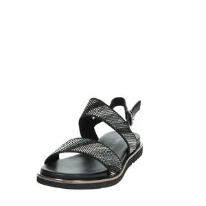 Sandalias planas para mujer Marco Tozzi 2-28403-42 Powder Black con tiras y pedrería para uso casual - Product Image 6