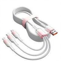 Kabel Data USB-C Tiga-dalam-Satu 66W Ice-crystal Gradient, Pengisian Daya Super Cepat untuk Smartphone, Tersedia Grosir