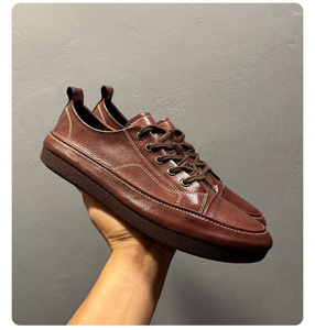 Leather lace-up casual <b>shoes</b> for men with soft sole <b>height</b>-<b>increasing</b> cushioning comfortable and anti slip retro style <b>shoes</b> - Product Image 4