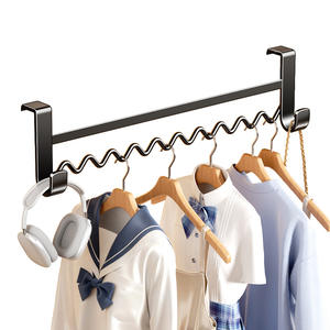 Bluevine Cintre sans perçage pour vêtements, rectangulaire, noir, forme ondulée, 10 cm, type crochet, organisateur de vêtements pour dortoir et chambre à coucher - Product Image 2