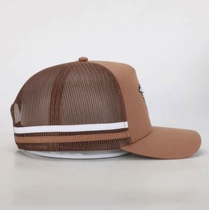 Wholesale High Quality Custom Stripe Trucker <b>Hat</b> With Chenille Embroidery Logo Breathable Mesh Cap - Product Image 4
