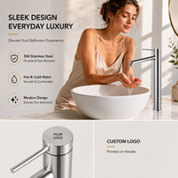 Robinet de lavabo moderne monocommande en acier inoxydable SUS304 brossé, mitigeur eau chaude/froide pour projet de cuisine
