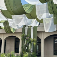 Cortina de Techo de Chifón Fresca y Elegante para Decoración de Restaurantes en Áreas Escénicas al Aire Libre, Diseño de Ondas Impulsadas por el Viento