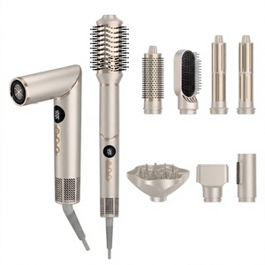 Set de Peinado con Aire Caliente Multiestilo, Cepillo Secador de Pelo Plegable, Rizador Automático, Motor sin Escobillas, 3 Velocidades, Pantalla LED Digital - Product Image 1