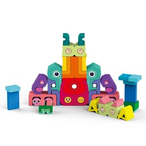Ensemble de blocs de construction en bois arc-en-ciel pour enfants, Puzzle créatif, jouet modifiable, jouets éducatifs précoces pour bébé - Product Image 1