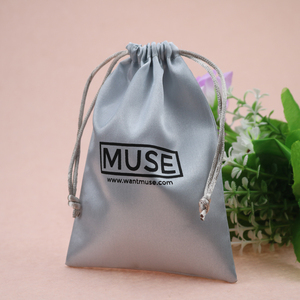 Small Grey Satin <b>Dust</b> <b>Bag</b> Drawstring Silk Gift Pouch <b>Bag</b> with Printing logo - Product Image 5