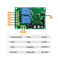 RKING RK-RX-07 Interruptor de Control Remoto Inalámbrico Universal de 433.92MHz, Código Fijo/Aprendizaje/Codificación Variable, 2 Canales, Alcance de 50m, 4 Botones, DC