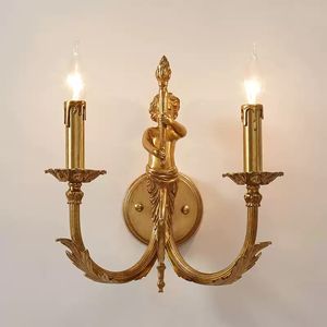 Lámpara de pared de Ángel de lujo personalizada, lámpara de Noche Europea retro pastoral para Villa, sala de estar, dormitorio, candelabro de latón francés de lujo - Product Image 2