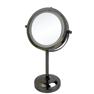 Miroir de salle de bain sur pied moderne en verre noir de 6 pouces, grossissement 1X 3X, portable, double face, à poser sur table - Product Image 2