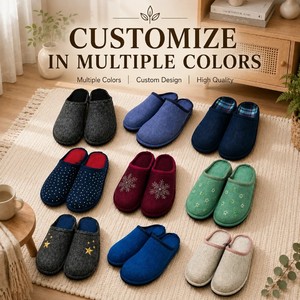 Pantuflas de fieltro ligeras para mujer, punta redonda, suela de látex antideslizante, suaves, para uso diario en casa en invierno. - Product Image 3