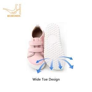 Babyhappy Patent toptan yeni trendler cırt cırt çocuk kız geniş ayakkabı burnu kutu yalınayak çocuklar için ergonomik ayakkabı kız yürümeye başlayan
