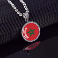 Pendentif drapeau africain Hip Hop Bling Collier chaîne glacé drapeau national bijoux souvenir