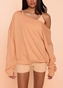 Suéter de Punto Holgado con Mangas Asimétricas Tipo Murciélago para Mujer, Color Sólido, Cuello Redondo, Manga Larga, Transpirable, Estilo Primavera - Product Image 2