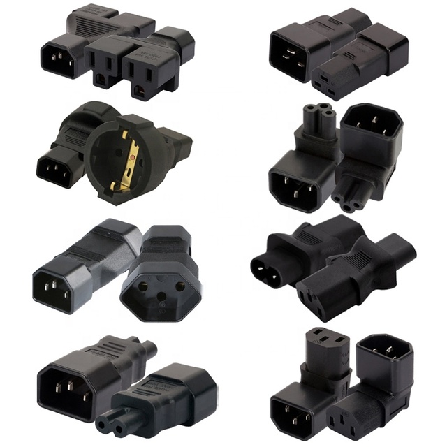 IEC320 C14 to C5 C6 C7 C8 C13 C15 C19 C20 C21 Plug Connector 10A 16A 250V PDU UPS Power Socket Adaptor Black